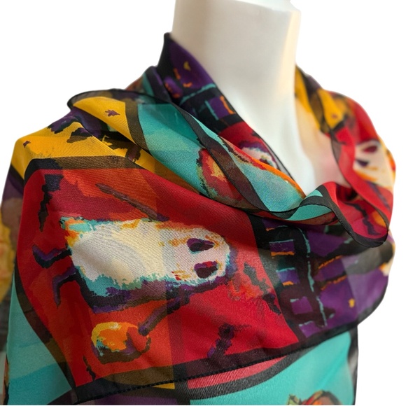 Echo Halloween Scarf – Made in Italy – Ghosts, Pumpkins, Black Cats & Witches - Picture 4 of 9